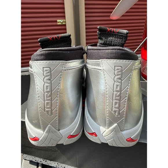Air Jordan 14 Retro GS Metallic Silver Red Black Basketball Shoes - Picture 7 of 12